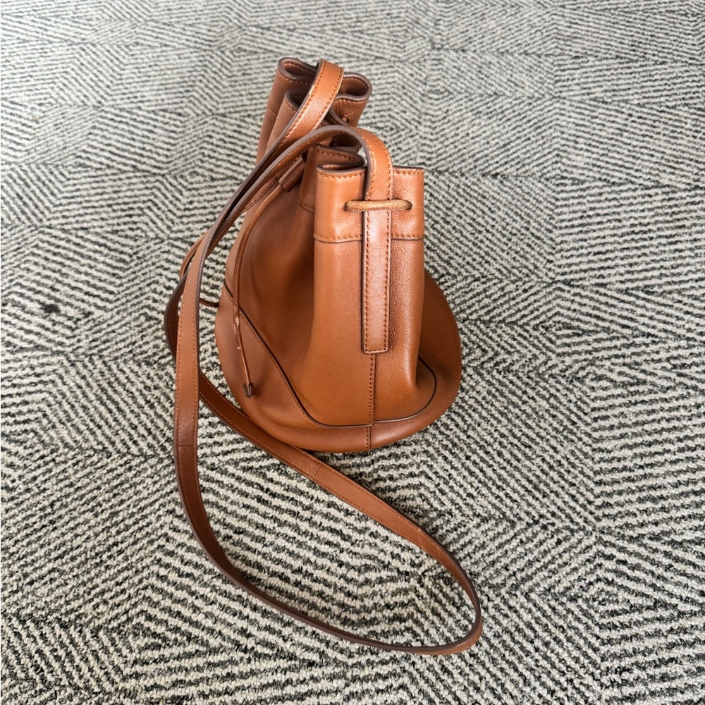 Jenni Kayne Leather Mini Drawstring Bucket Bag in Saddle - Picture 4 of 14